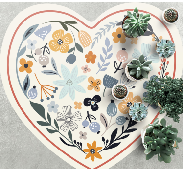 Tappeto vinile fiori composizione floreale a forma di cuore - TenStickers