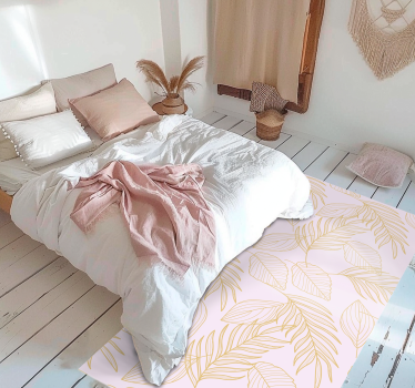 Tappeto vinile fiori motivo foglia d'oro - TenStickers