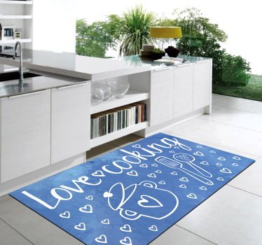 Tappeto vinile frase adoro il tema della cucina - TenStickers