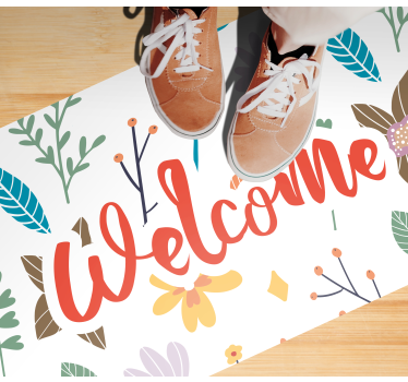Zerbino pvc design floreale di benvenuto - TenStickers