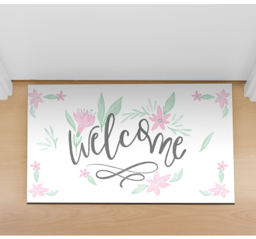 Zerbino pvc fiori di benvenuto a casa - TenStickers