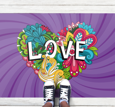 Tappeto vinile frase illustrazione di amore colorato - TenStickers