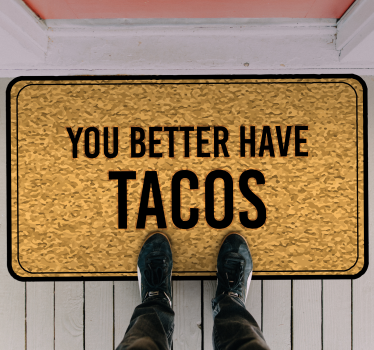 Tappeto vinile frase messaggio di benvenuto sui tacos - TenStickers