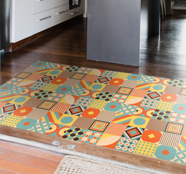 Tappeto vinile geometrico concetto di piastrelle vivaci - TenStickers
