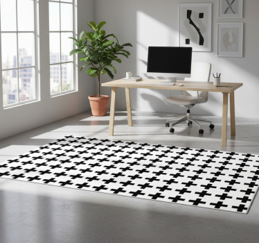 Tappeto vinile geometrico croci bianche e nere - TenStickers
