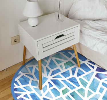 Tappeto vinile blu mosaico acquerello - TenStickers
