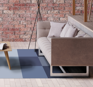 Tappeto vinile geometrico motivo a quadretti blu - TenStickers