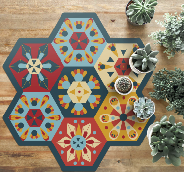 Tappeto vinile geometrico simmetria esagonale - TenStickers