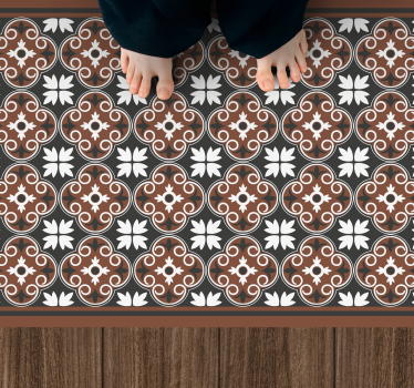 Tappeto vinile mosaico composizione floreale complessa - TenStickers