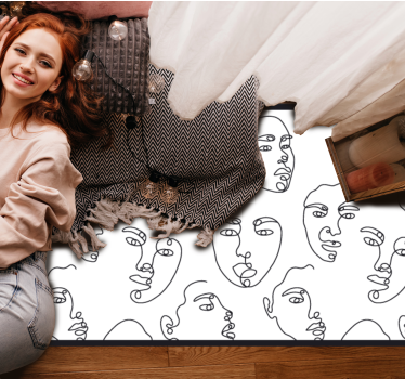 Tappeto vinile mosaico volti disegnati a mano - TenStickers
