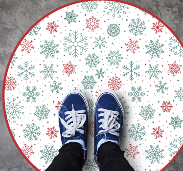 Tappeto Vinile Natale tondo di fiocco di neve - TenStickers