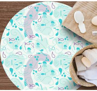 Tappeto vinile bagno modelli di onde oceaniche - TenStickers