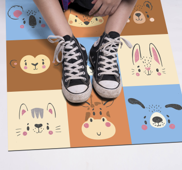 Tappeto vinile per bambini piastrelle di cuccioli di animali - TenStickers