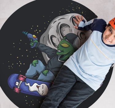 Tappeto vinile per bambini alieno sullo skateboard - TenStickers