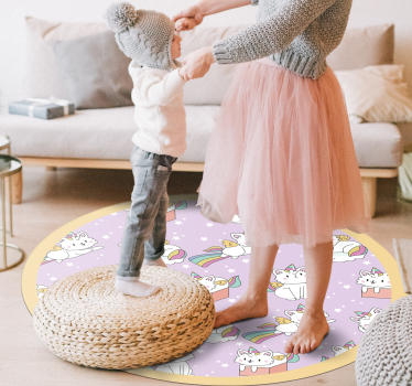 Tappeto vinile per bambini avventura di gatti unicorno - TenStickers