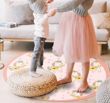 Tappeto vinile per bambini cerchio di danza dell'unicorno - TenStickers