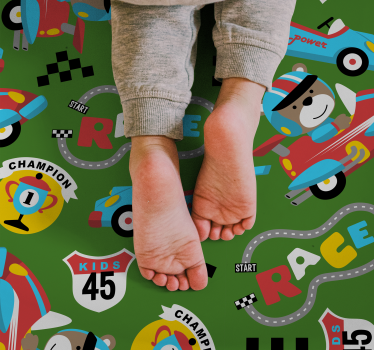 Tappeto vinile per bambini circuito di corse giocoso - TenStickers