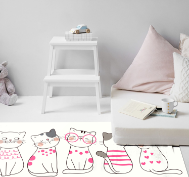 Tappeto vinile per bambini illustrazioni di gatti giocosi - TenStickers