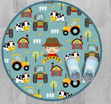 Tappeto vinile per bambini modello divertente del contadino - TenStickers