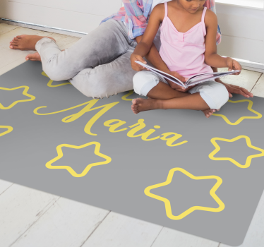 Tappeto vinile per bambini nome giallo stellato - TenStickers