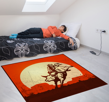 Tappeto vinile per bambini sagoma di toro da cowboy - TenStickers