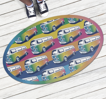 Tappeto vinile per bambini sfilata di veicoli retrò - TenStickers