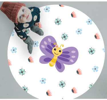 Tappeto vinile per bambini disegno a farfalla viola - TenStickers