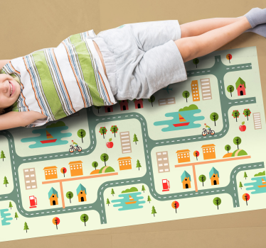 Tappeto vinile per bambini strade cittadine tempo di gioco - TenStickers