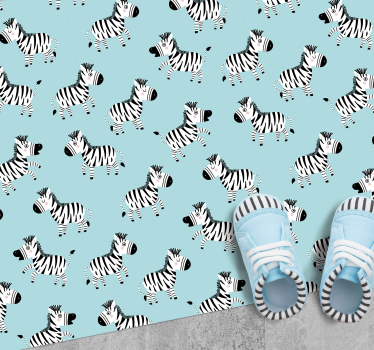 Tappeto vinile per bambini zebre dei cartoni animati - TenStickers