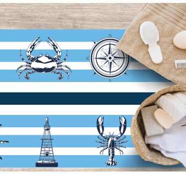 Tappeto vinile bagno temi nautici costieri - TenStickers