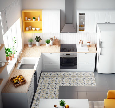 Tappeto pvc cucina geometria floreale - TenStickers