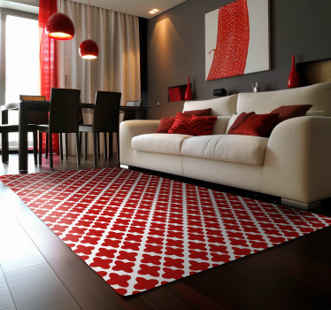 Tappeto vinile rosso motivo geometrico bianco - TenStickers
