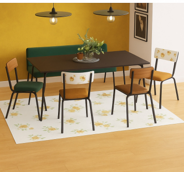 Tappeto vinile sala da pranzo delicato chintz floreale - TenStickers