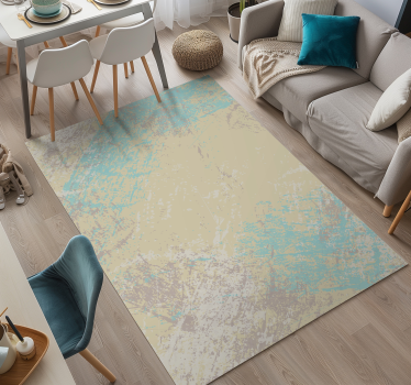 Tappeto vinile sala da pranzo disegno astratto giallo e blu - TenStickers