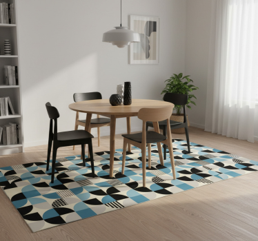 Tappeto vinile sala da pranzo motivo bauhaus blu retro - TenStickers