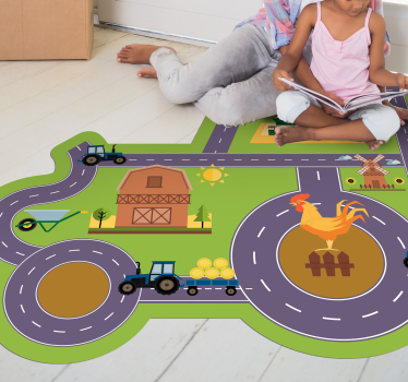 Tappeto vinile strade circuito di gioco in fattoria - TenStickers