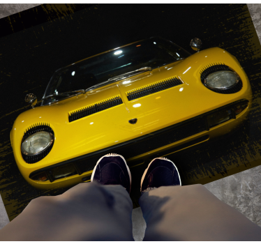Tappeto vinile strade classica auto sportiva gialla - TenStickers