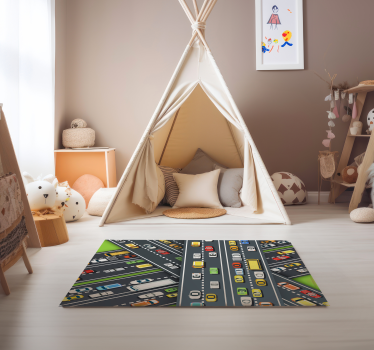 Tappeto vinile strade illustrazione del traffico cittadino - TenStickers