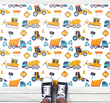 Tappeto vinile strade modello di veicoli da costruzione - TenStickers