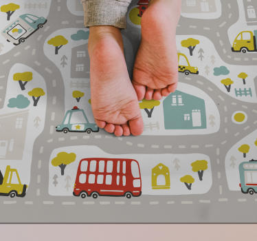 Tappeto vinile strade percorso del traffico cittadino - TenStickers
