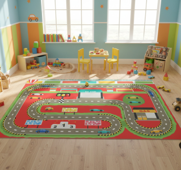 Tappeto vinile strade pista da corsa colorata cartoon - TenStickers