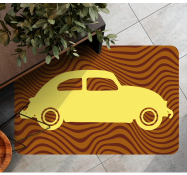 Tappeto vinile strade sagoma di auto d'epoca - TenStickers