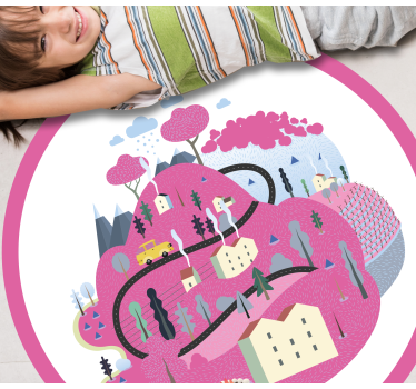 Tappeto vinile strade scena colorata del villaggio - TenStickers