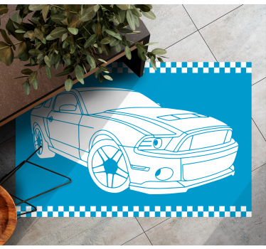 Tappeto vinile strade schema di auto da corsa - TenStickers