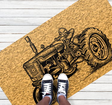 Tappeto vinile vintage illustrazione del trattore d'epoca - TenStickers