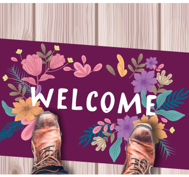 Zerbino pvc cartello di benvenuto floreale - TenStickers