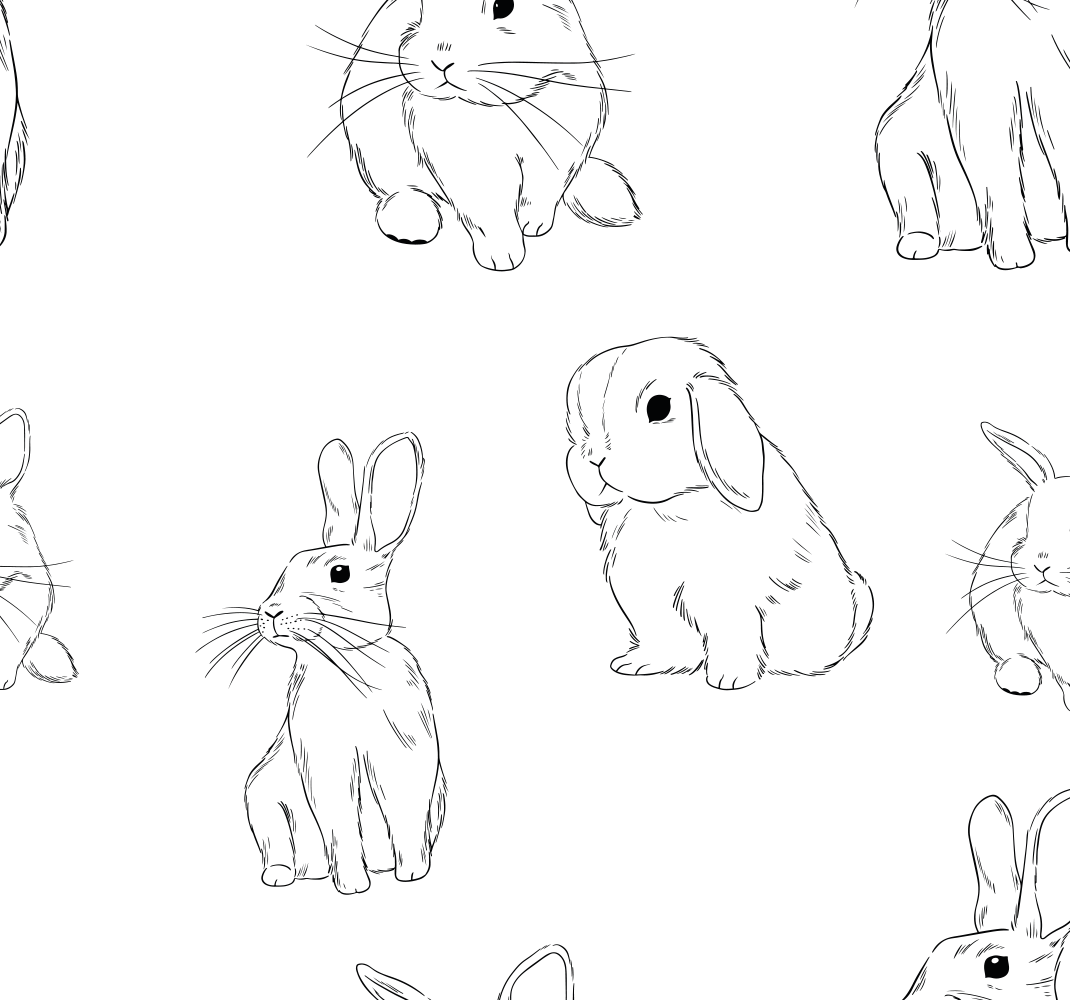 Tappeto vinile bianco coniglietti bianchi - TenStickers