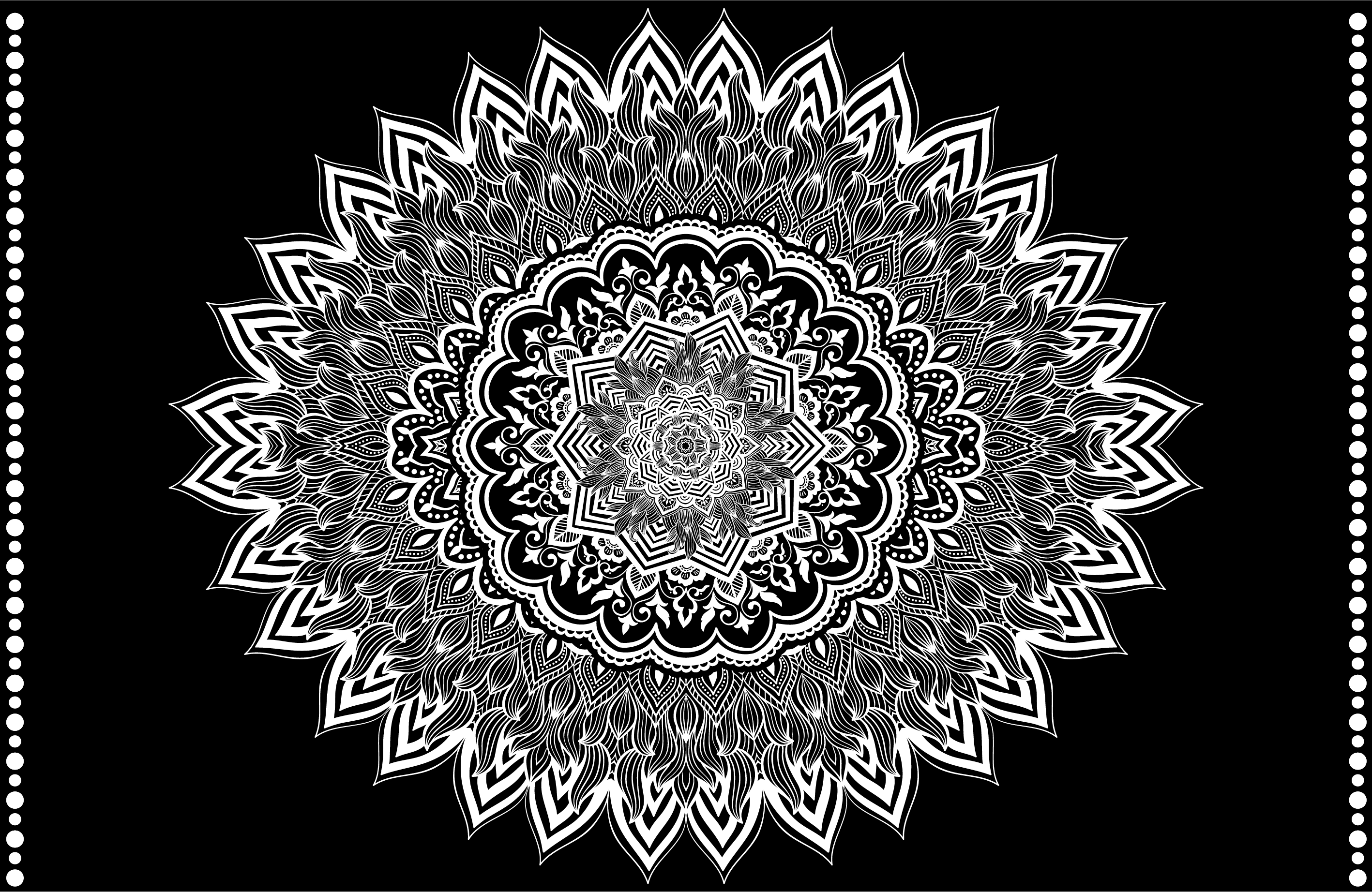 Tappeto vinile nero disegno mandala floreale - TenStickers
