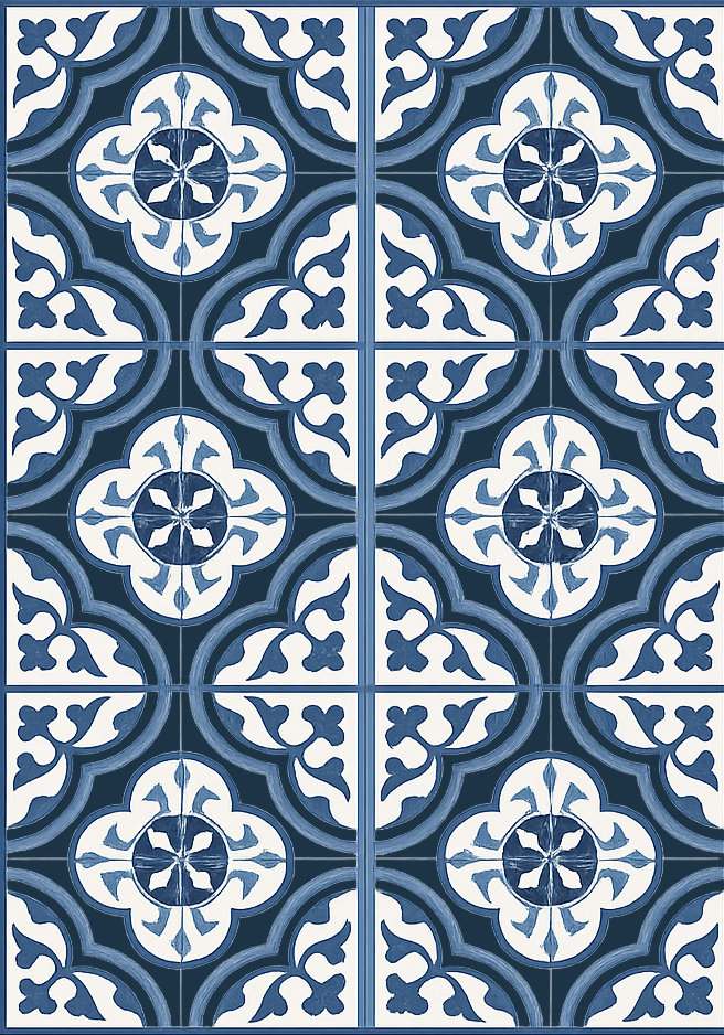 Tappeto in vinile soggiorno majorica blu portoghese - TenStickers