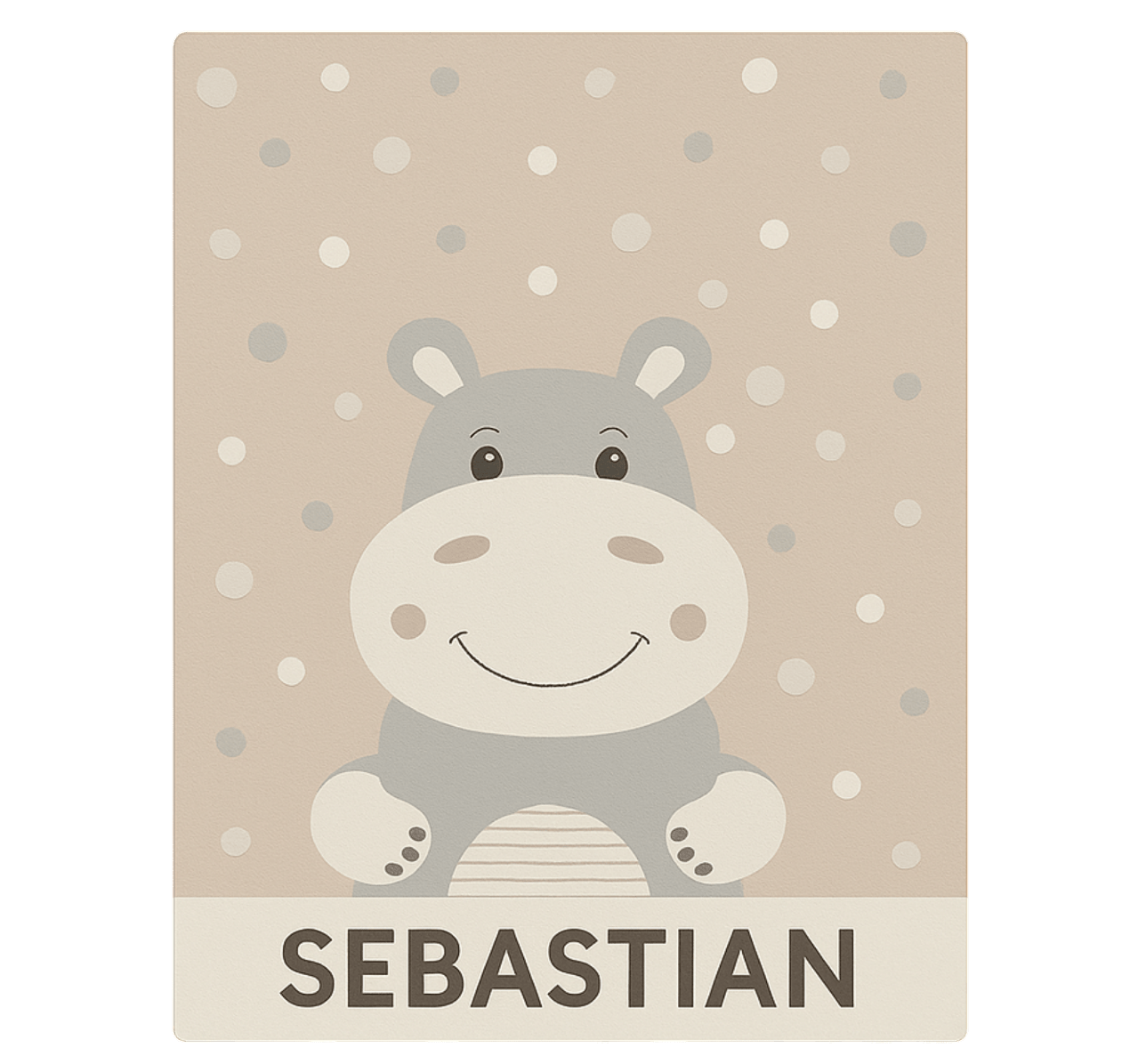 Tappeto vinile per bambini ippopotamo beige personalizzato - TenStickers